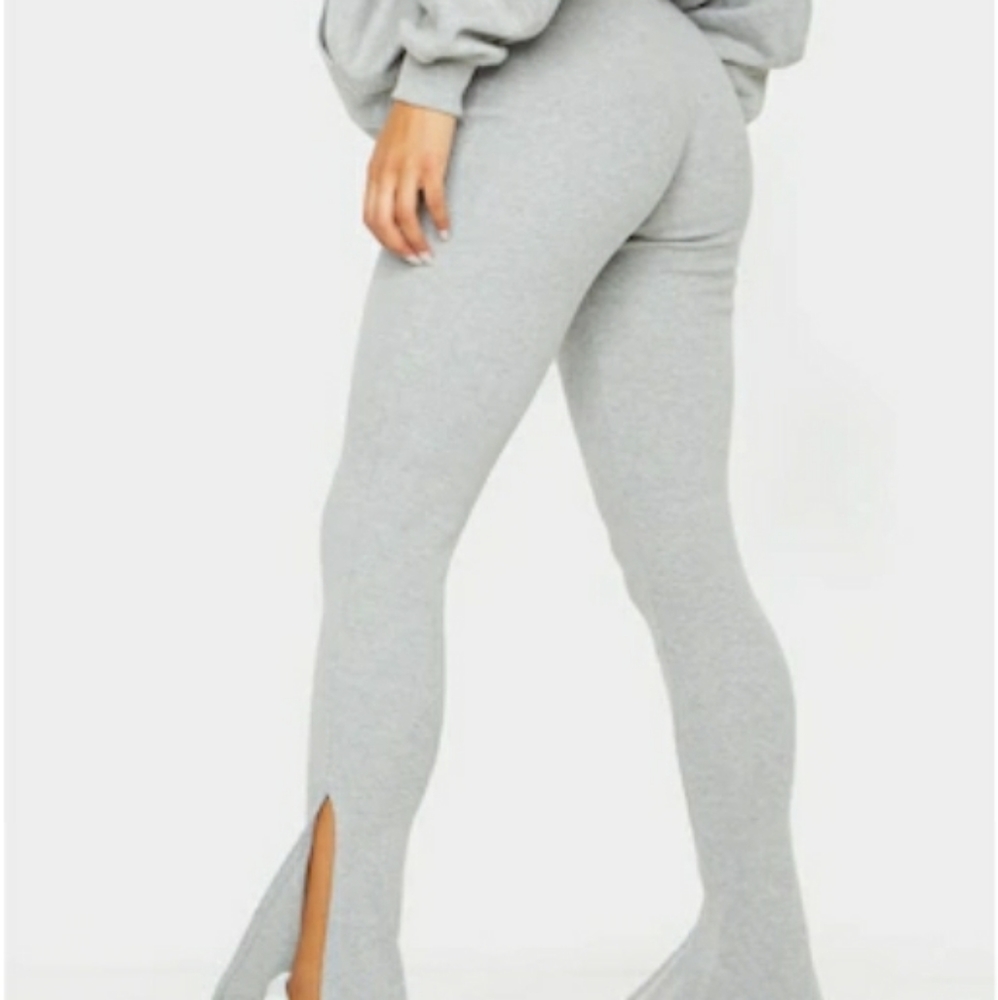 Grey split hem pants